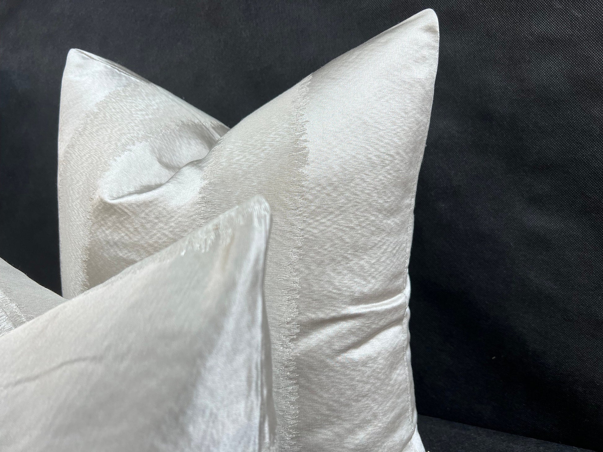 Luxury Designer Taupe Neutral Contemporary Satin Striped Fabric Cushion Pillow Cover