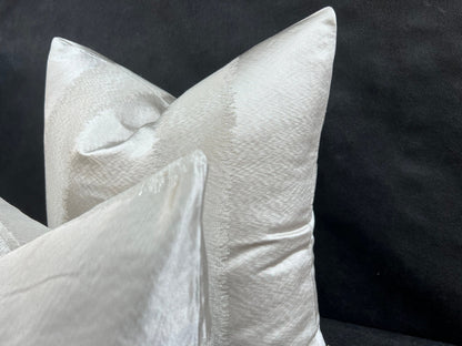 Luxury Designer Taupe Neutral Contemporary Satin Striped Fabric Cushion Pillow Cover