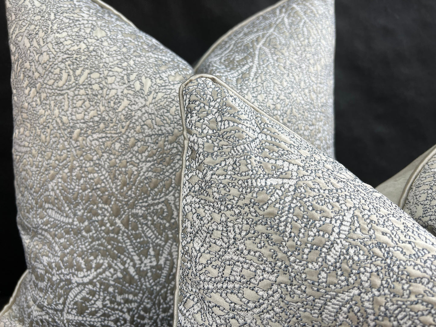 Luxury Designer Zinc Blue Silver Grey Textured Contemporary Cushion Pillow Cover