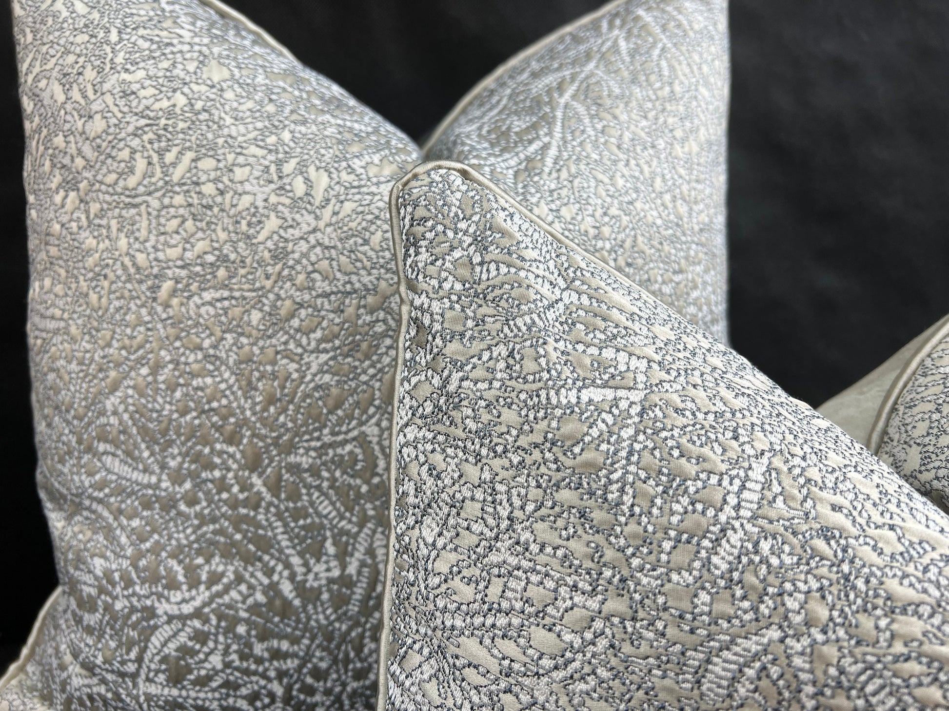 Luxury Designer Zinc Blue Silver Grey Textured Contemporary Cushion Pillow Cover