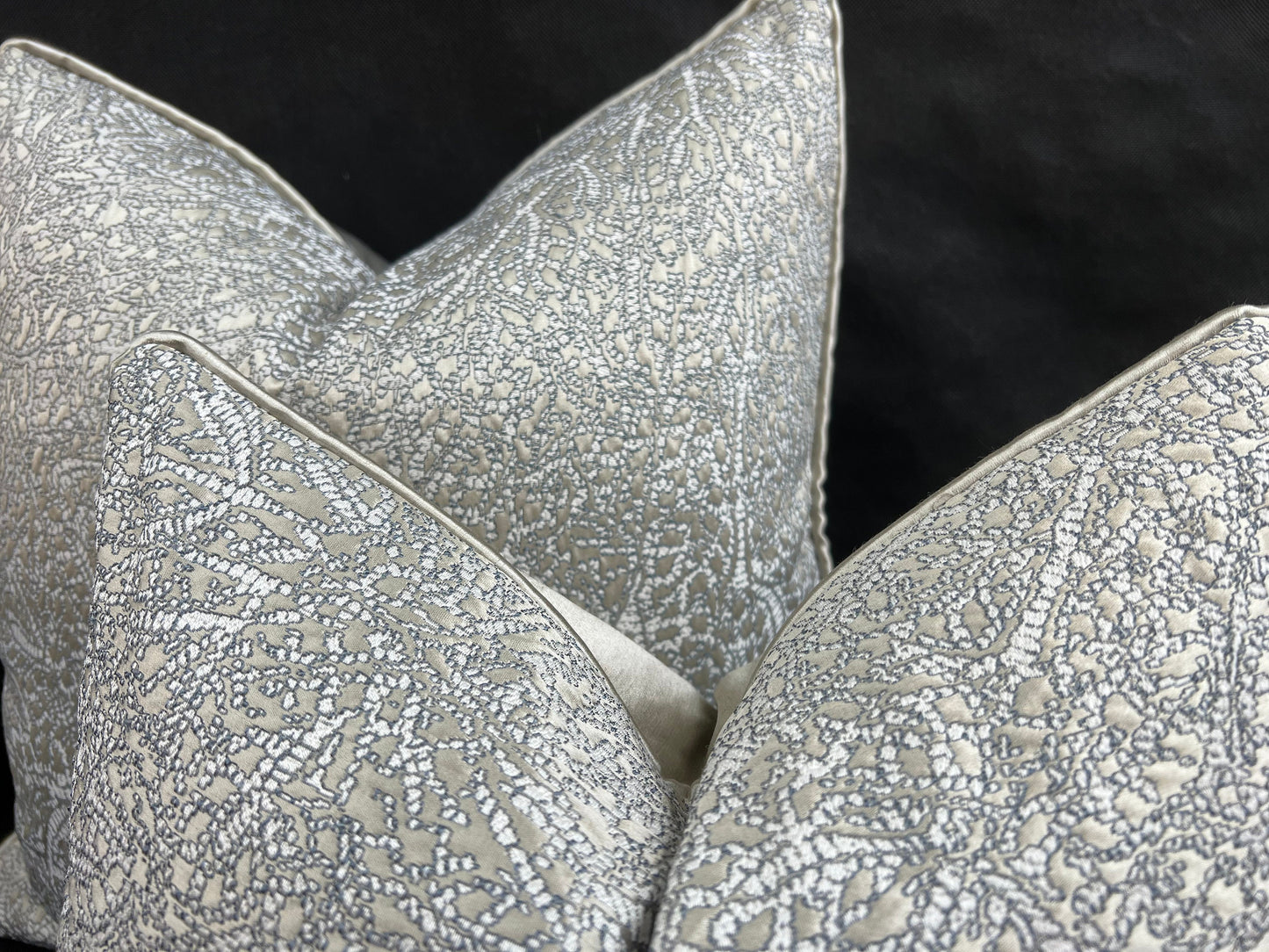 Luxury Designer Zinc Blue Silver Grey Textured Contemporary Cushion Pillow Cover