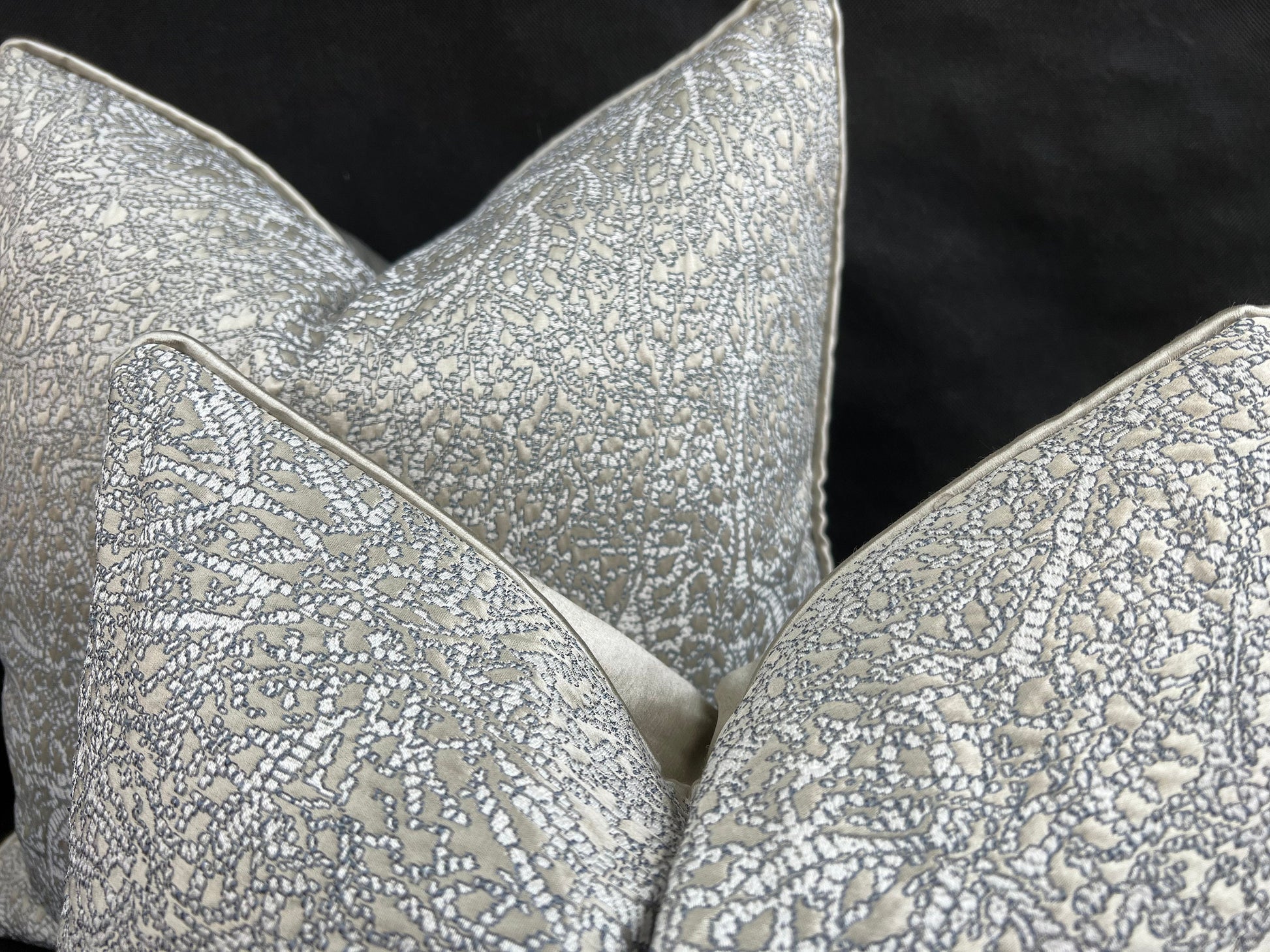 Luxury Designer Zinc Blue Silver Grey Textured Contemporary Cushion Pillow Cover