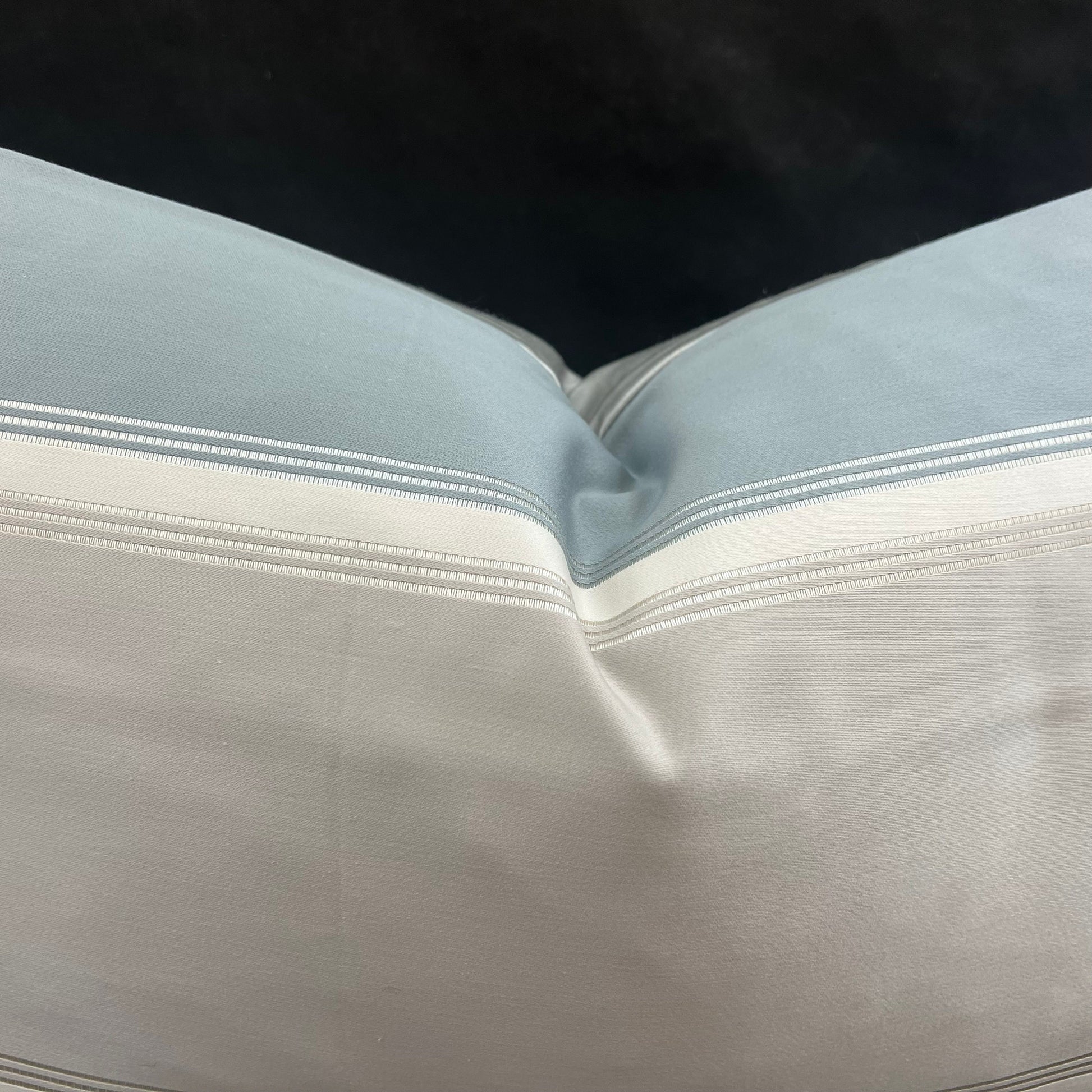 Luxury Designer Pale Blue Putty Striped Cushion Pillow Cover
