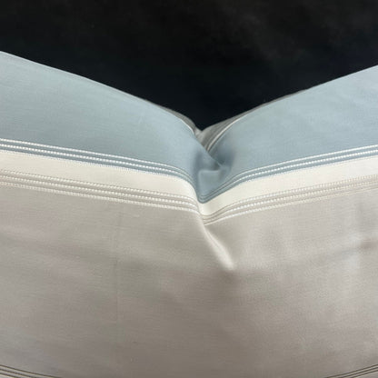 Luxury Designer Pale Blue Putty Striped Cushion Pillow Cover