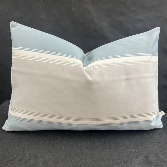 Luxury Designer Pale Blue Putty Striped Cushion Pillow Cover
