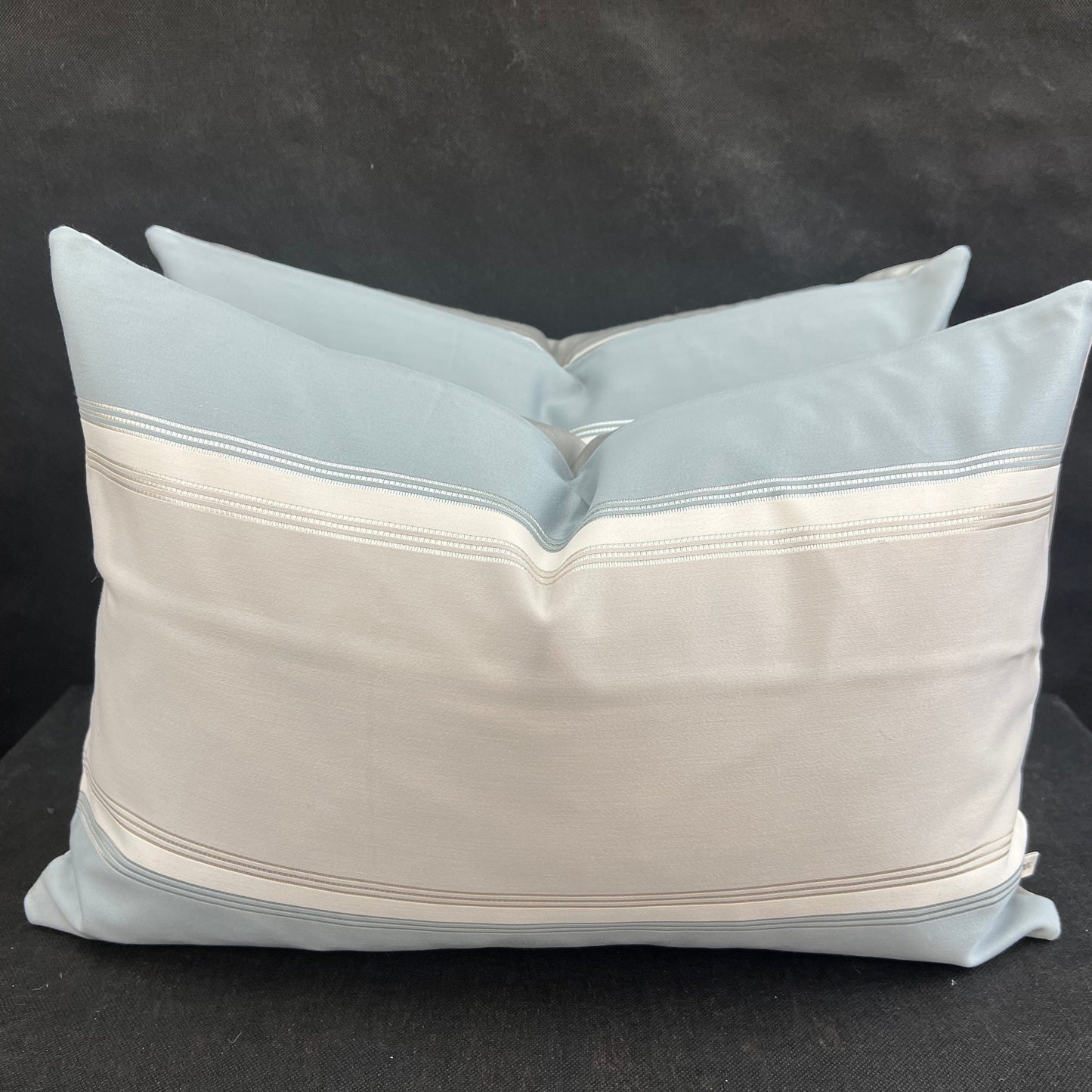 Luxury Designer Pale Blue Putty Striped Cushion Pillow Cover