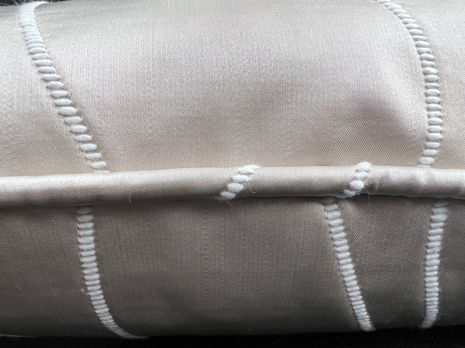 Luxury Designer Taupe Beige Neutral Contemporary Satin Wavy Striped Fabric Cushion Pillow Cover