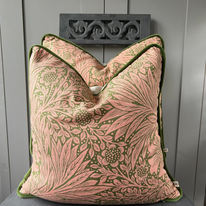 William Morris Marigold Queen Square Pink Olive Floral Sofa Cushion Pillow Cover