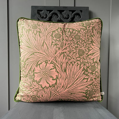 William Morris Marigold Queen Square Pink Olive Floral Sofa Cushion Pillow Cover