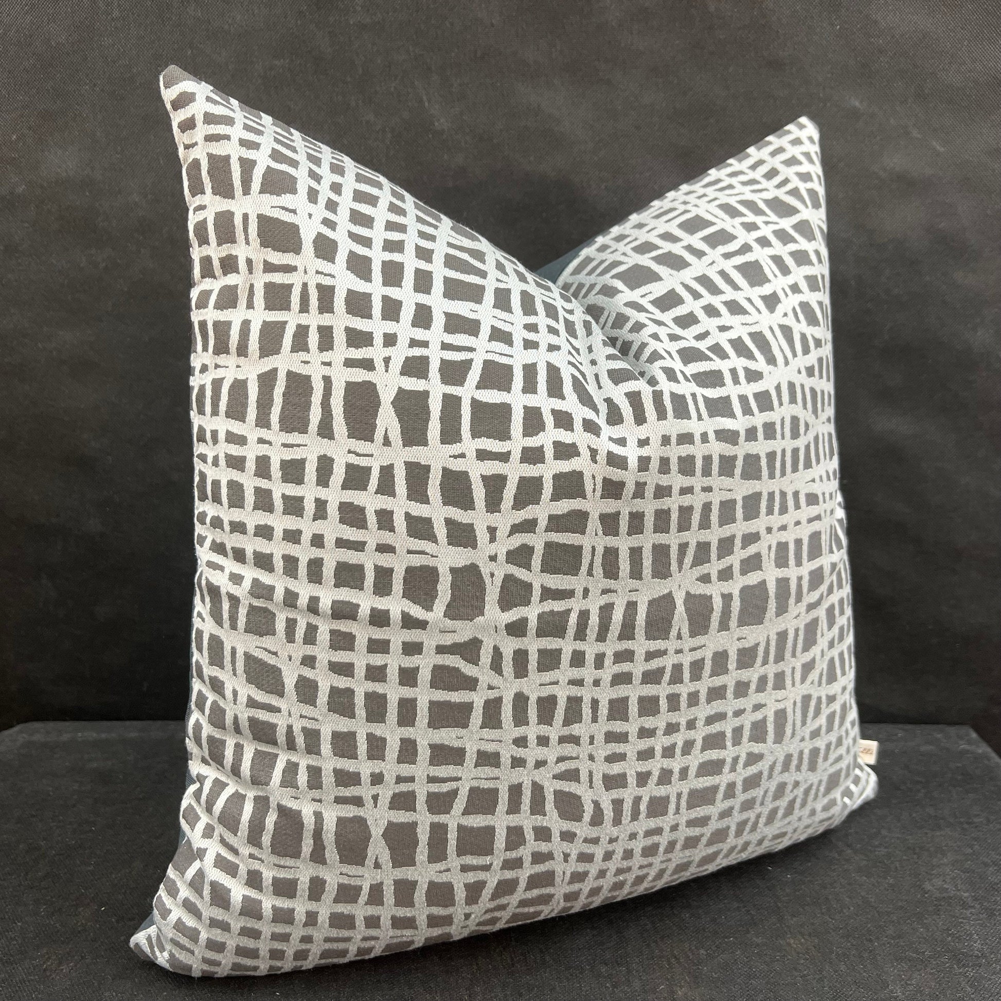 Zinc Textiles "Lautner" Contemporary Abstract Grey Silver Woven Sofa Cushion Pillow Cover