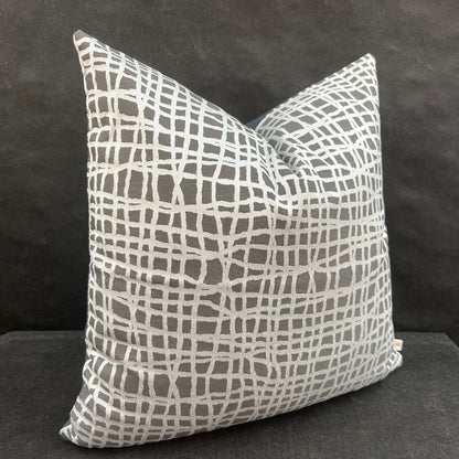 Zinc Textiles "Lautner" Contemporary Abstract Grey Silver Woven Sofa Cushion Pillow Cover