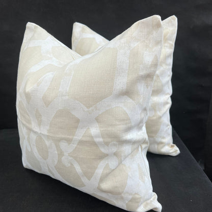 GP & J Baker Threads Zenith Luxury Designer Geometric Cream White Cushion Pillow Cover