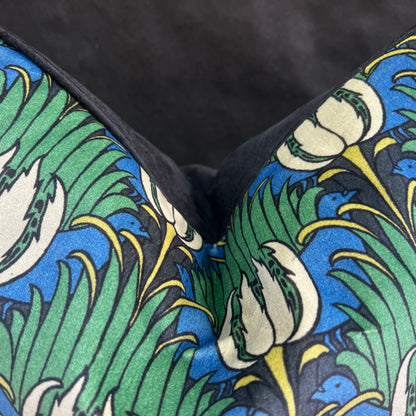 Sanderson Luxury Designer Tulip and Bird Blue Green Black Cushion Pillow Throw Cover