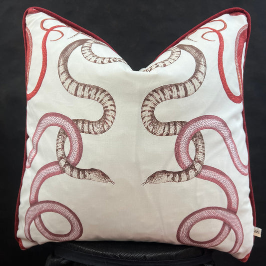 Schumacher Giove Snakes Luxury Designer Burgundy Double Sided Cushion Pillow Throw Cover