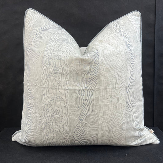 Jed Johnson Luxury Designer Faux Bois Grey Wood Cushion Pillow Cover