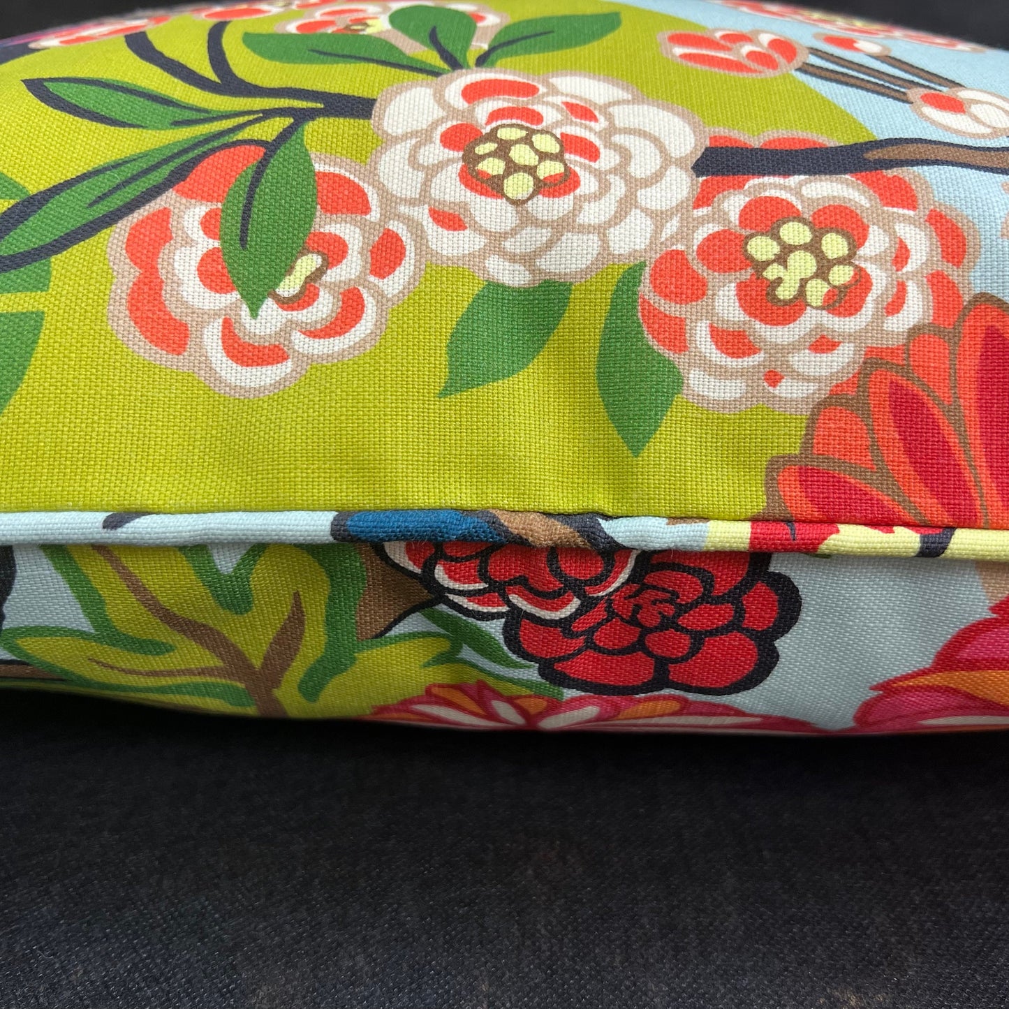 Schumacher Chiang Mai Dragon Indoor/Outdoor Double Sided Aqua Cushion Sofa Throw Pillow Cover