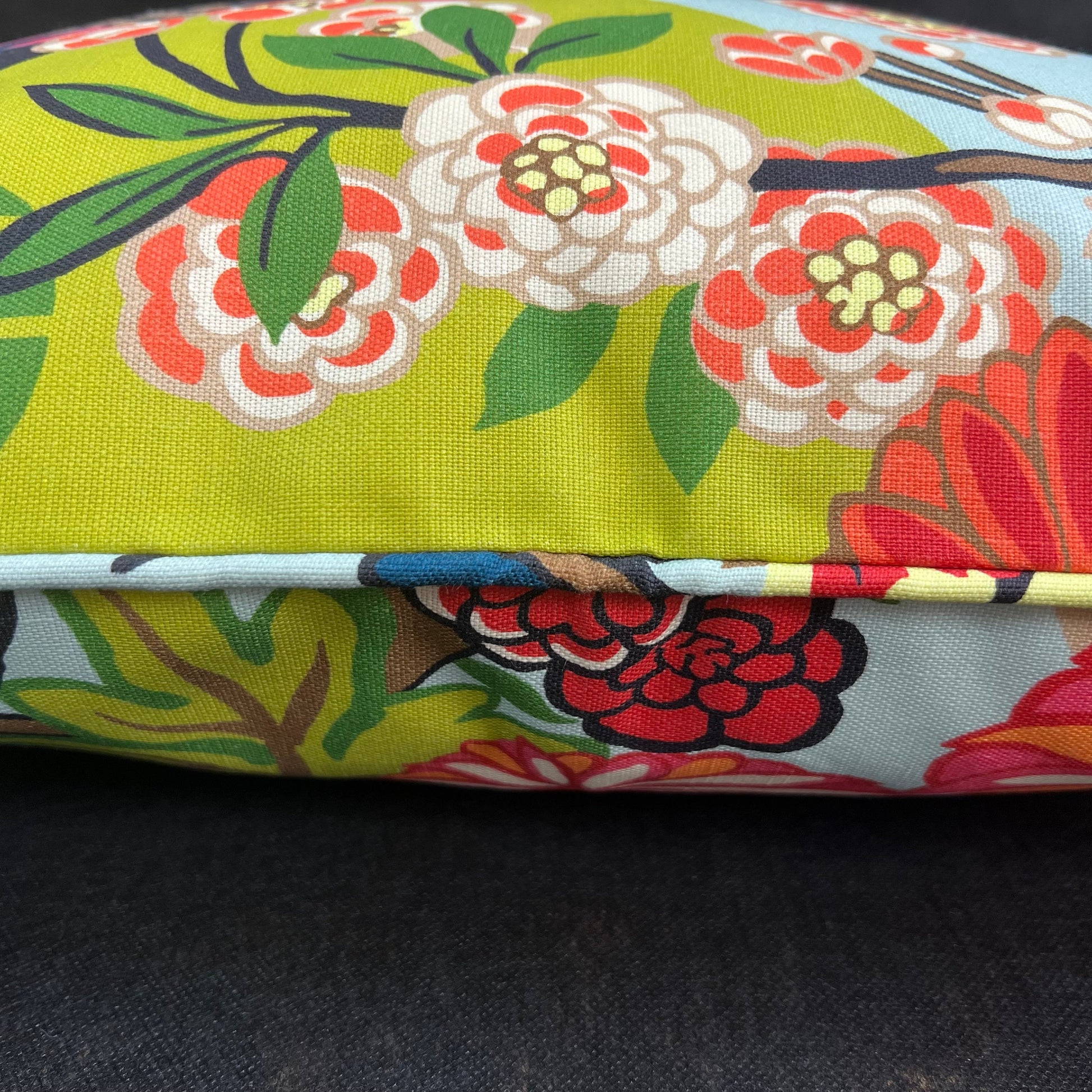 Schumacher Chiang Mai Dragon Indoor/Outdoor Double Sided Aqua Cushion Sofa Throw Pillow Cover