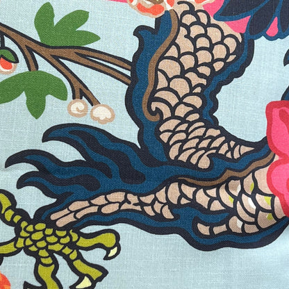 Schumacher Chiang Mai Dragon Indoor/Outdoor Double Sided Aqua Cushion Sofa Throw Pillow Cover