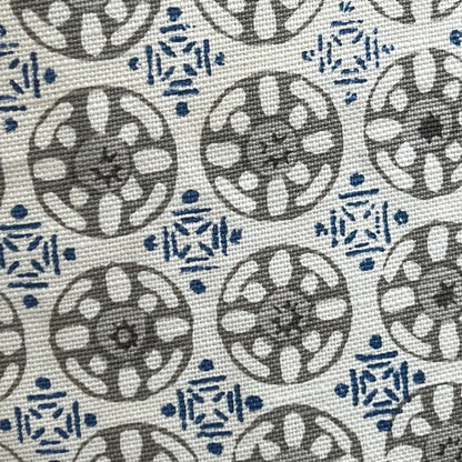 Luxury Designer Quadrille Geometric Kediri Batik Grey Blue Fabric Cushion Pillow Throw Cover