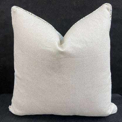 Luxury Designer Quadrille Geometric Kediri Batik Grey Blue Fabric Cushion Pillow Throw Cover