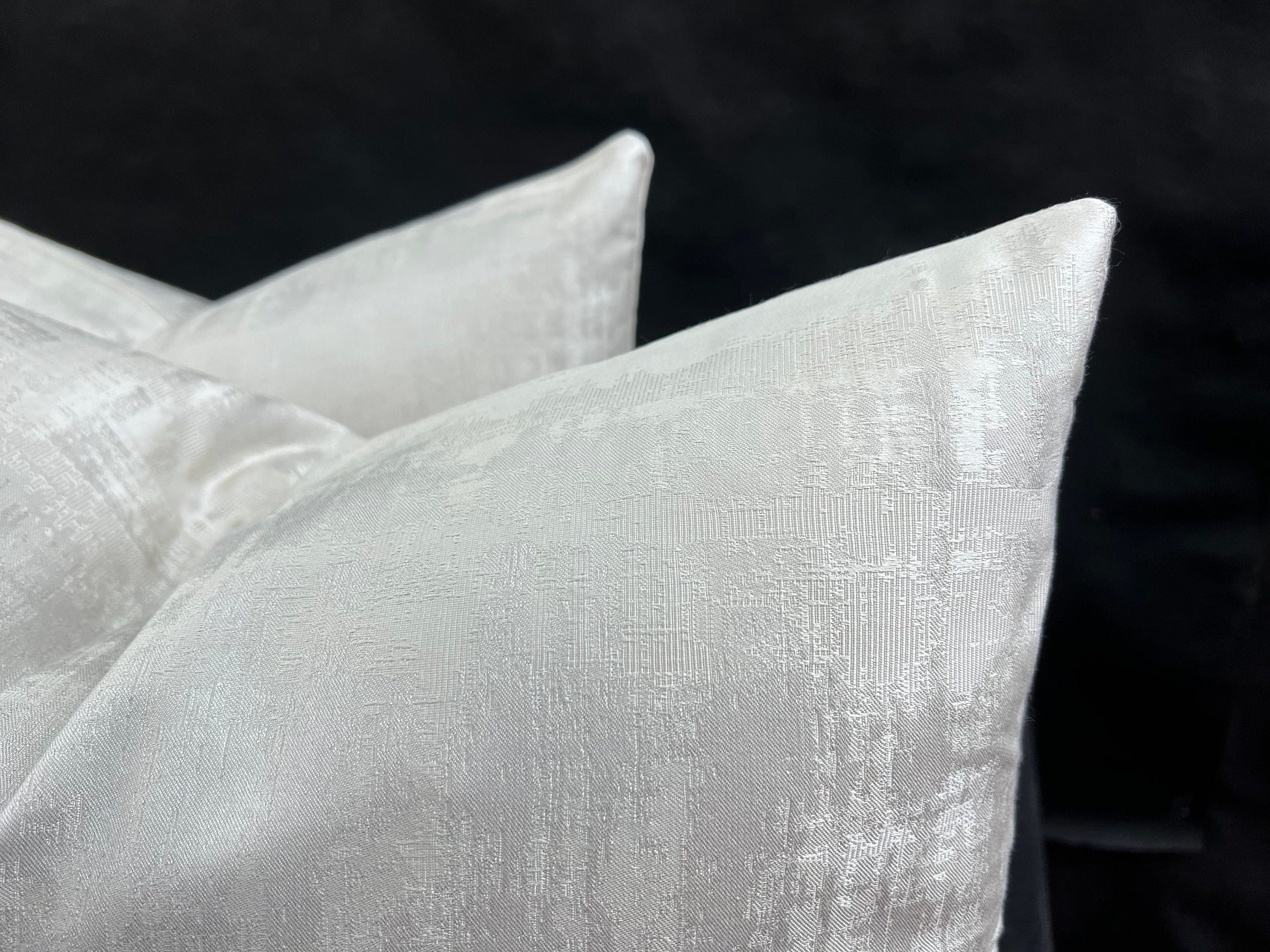 A Pair of Luxury Designer Silver Grey Textured Satin Cushion Cover Throw Pillow