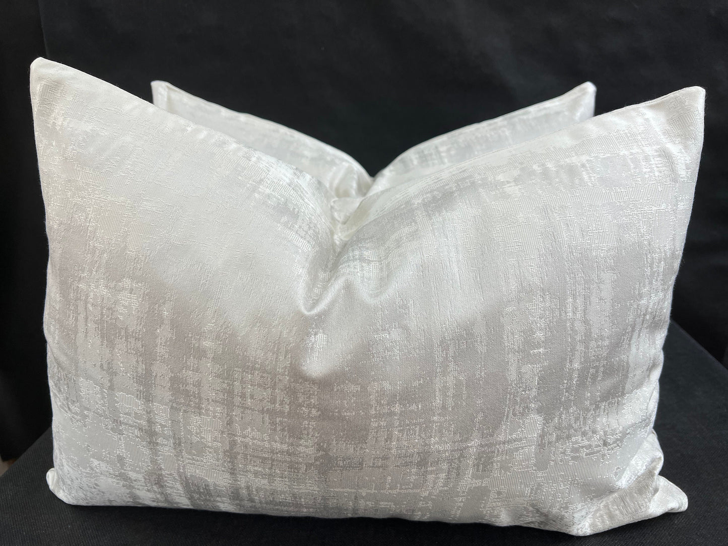 A Pair of Luxury Designer Silver Grey Textured Satin Cushion Cover Throw Pillow