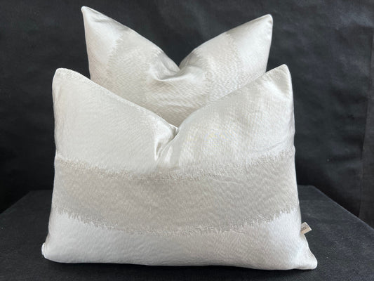 Luxury Designer Taupe Neutral Contemporary Satin Striped Fabric Cushion Pillow Cover