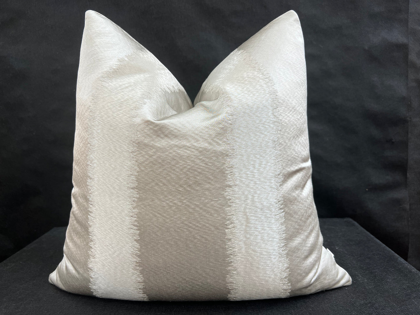 Luxury Designer Taupe Neutral Contemporary Satin Striped Fabric Cushion Pillow Cover