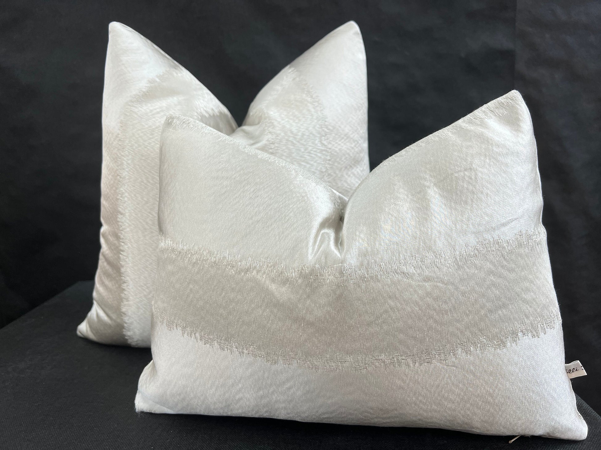 Luxury Designer Taupe Neutral Contemporary Satin Striped Fabric Cushion Pillow Cover