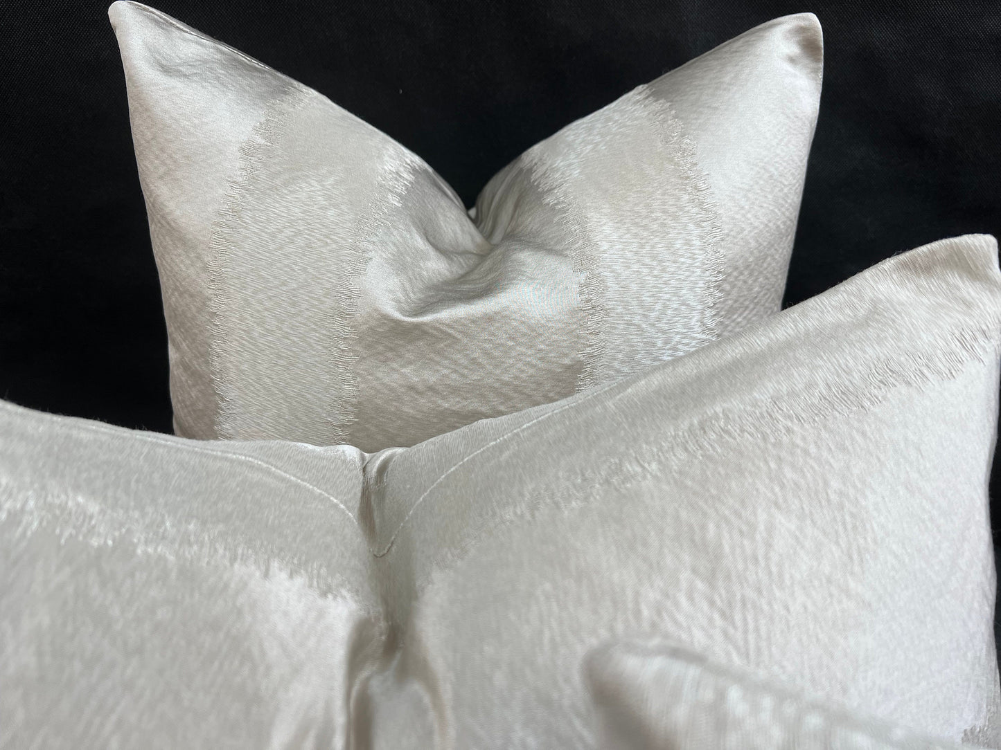 Luxury Designer Taupe Neutral Contemporary Satin Striped Fabric Cushion Pillow Cover