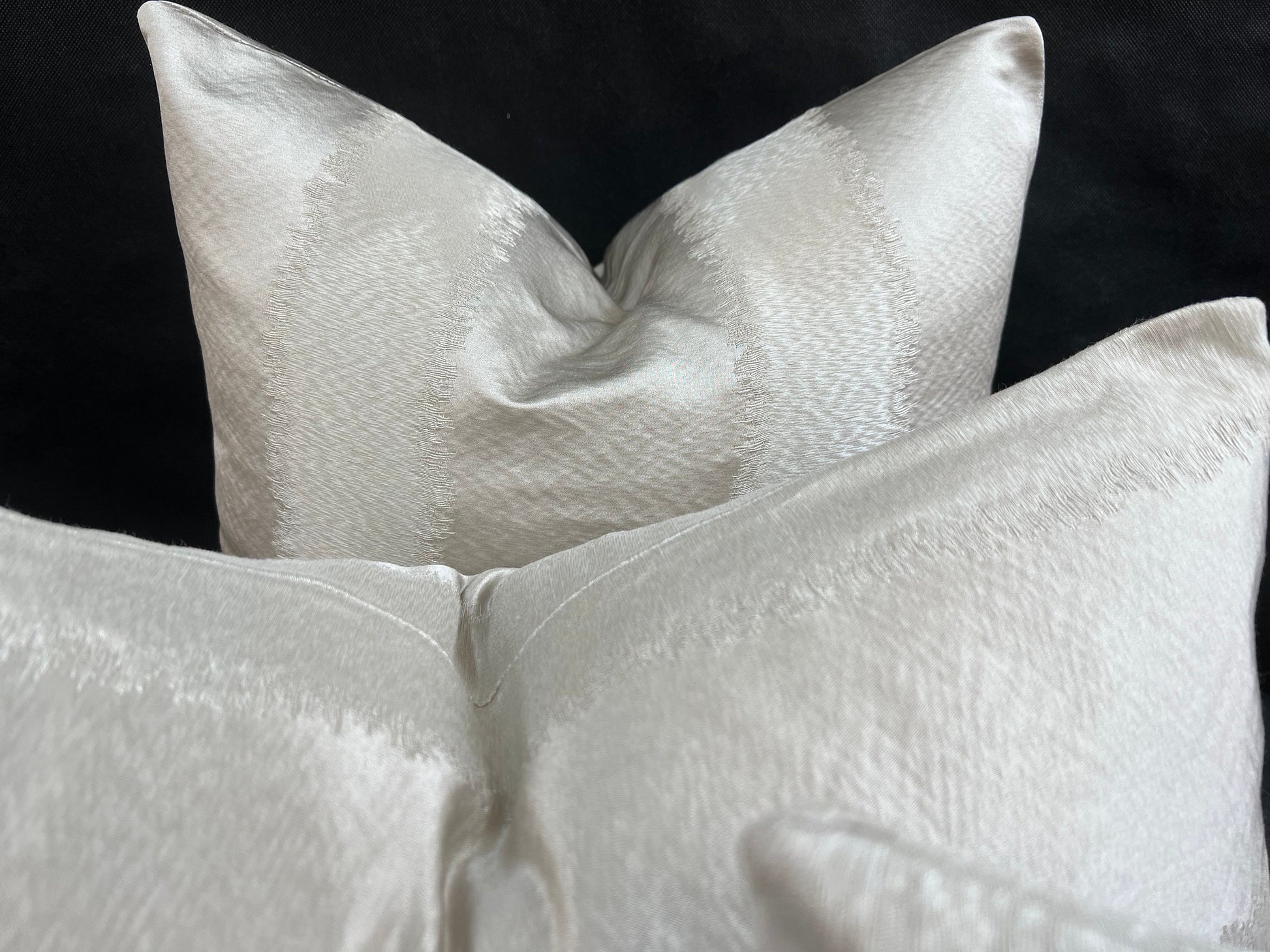 Luxury Designer Taupe Neutral Contemporary Satin Striped Fabric Cushion Pillow Cover