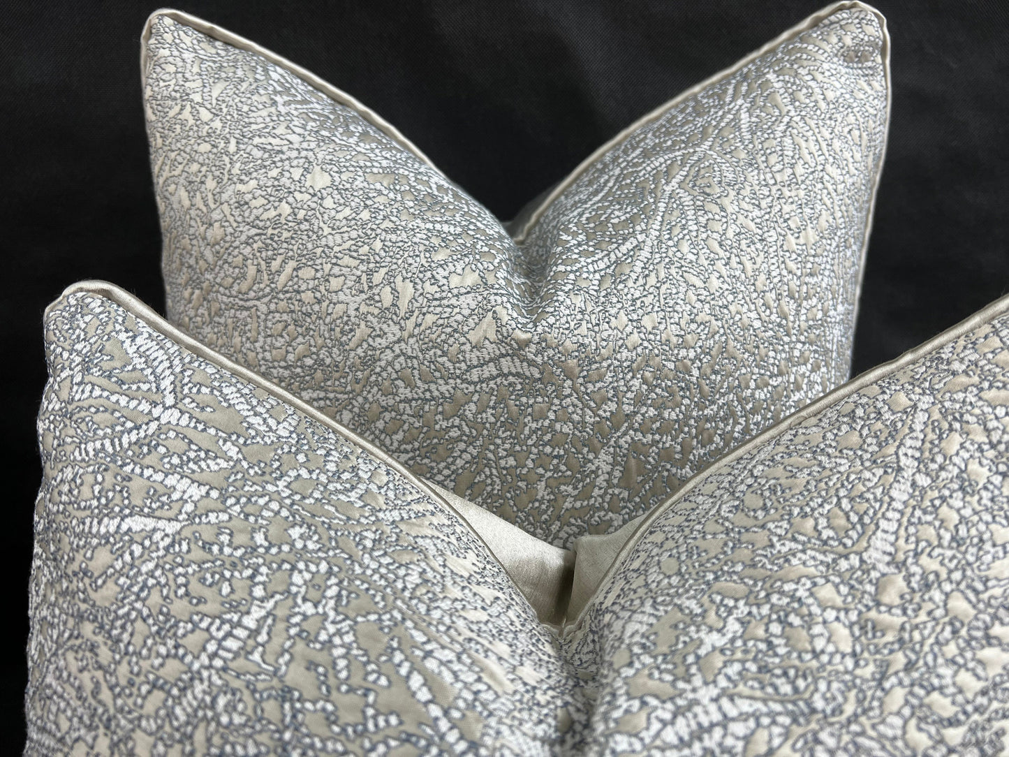 Luxury Designer Zinc Blue Silver Grey Textured Contemporary Cushion Pillow Cover