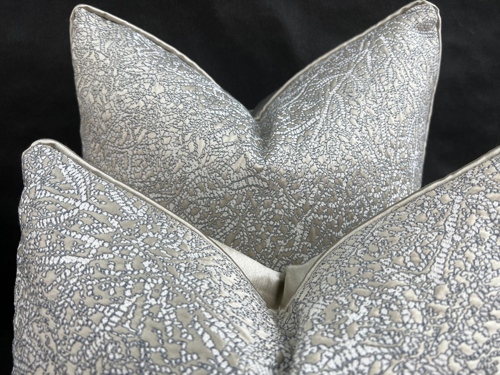 Luxury Designer Zinc Blue Silver Grey Textured Contemporary Cushion Pillow Cover