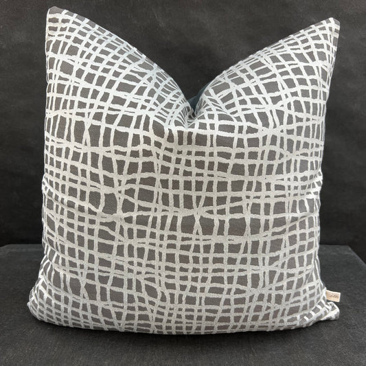 Zinc Textiles "Lautner" Contemporary Abstract Grey Silver Woven Sofa Cushion Pillow Cover