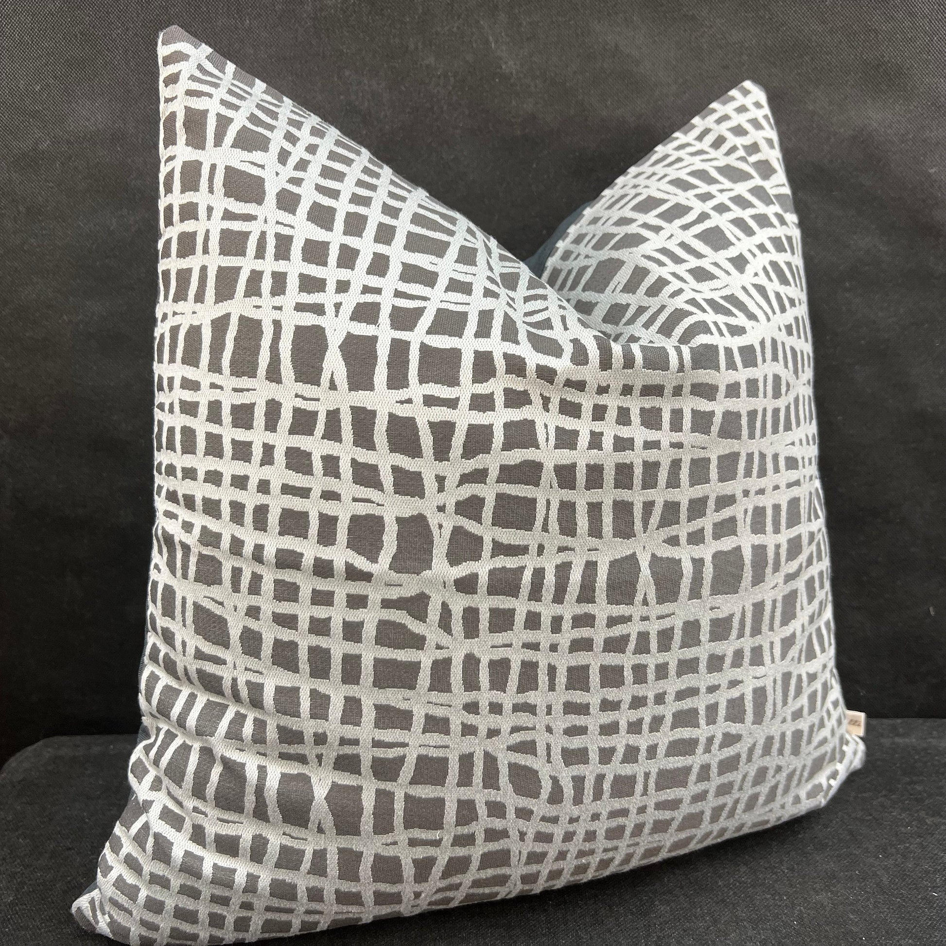 Zinc Textiles "Lautner" Contemporary Abstract Grey Silver Woven Sofa Cushion Pillow Cover