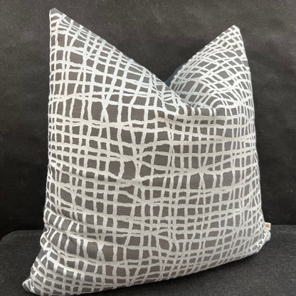 Zinc Textiles "Lautner" Contemporary Abstract Grey Silver Woven Sofa Cushion Pillow Cover