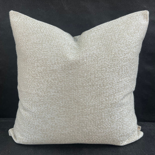 A Pair of Zinc Luxury Designer Plain Textured Silver Neutral Weave Cushion Pillow Throw Cover