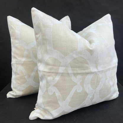 GP & J Baker Threads Zenith Luxury Designer Geometric Cream White Cushion Pillow Cover