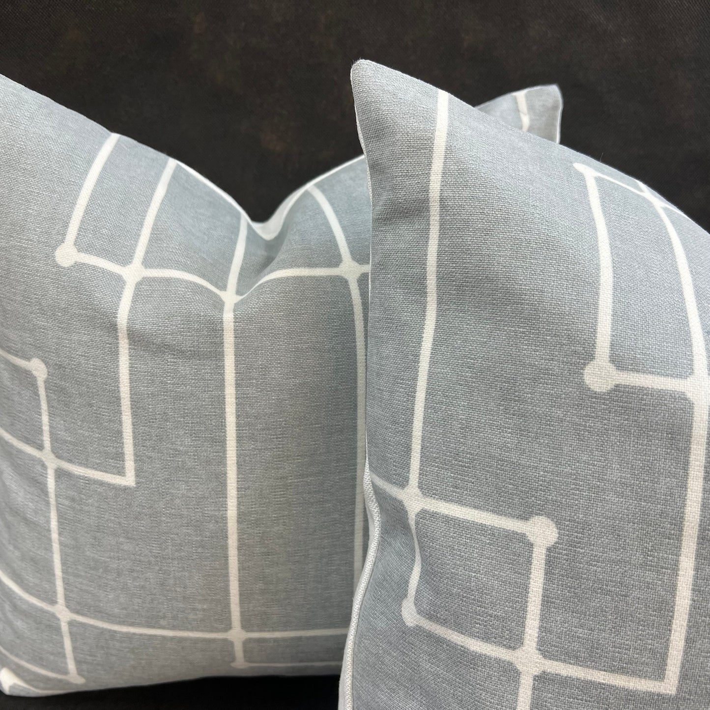 Kirby Luxury Designer Grey Geometric Fabric Sofa Throw Pillow Cushion Cover