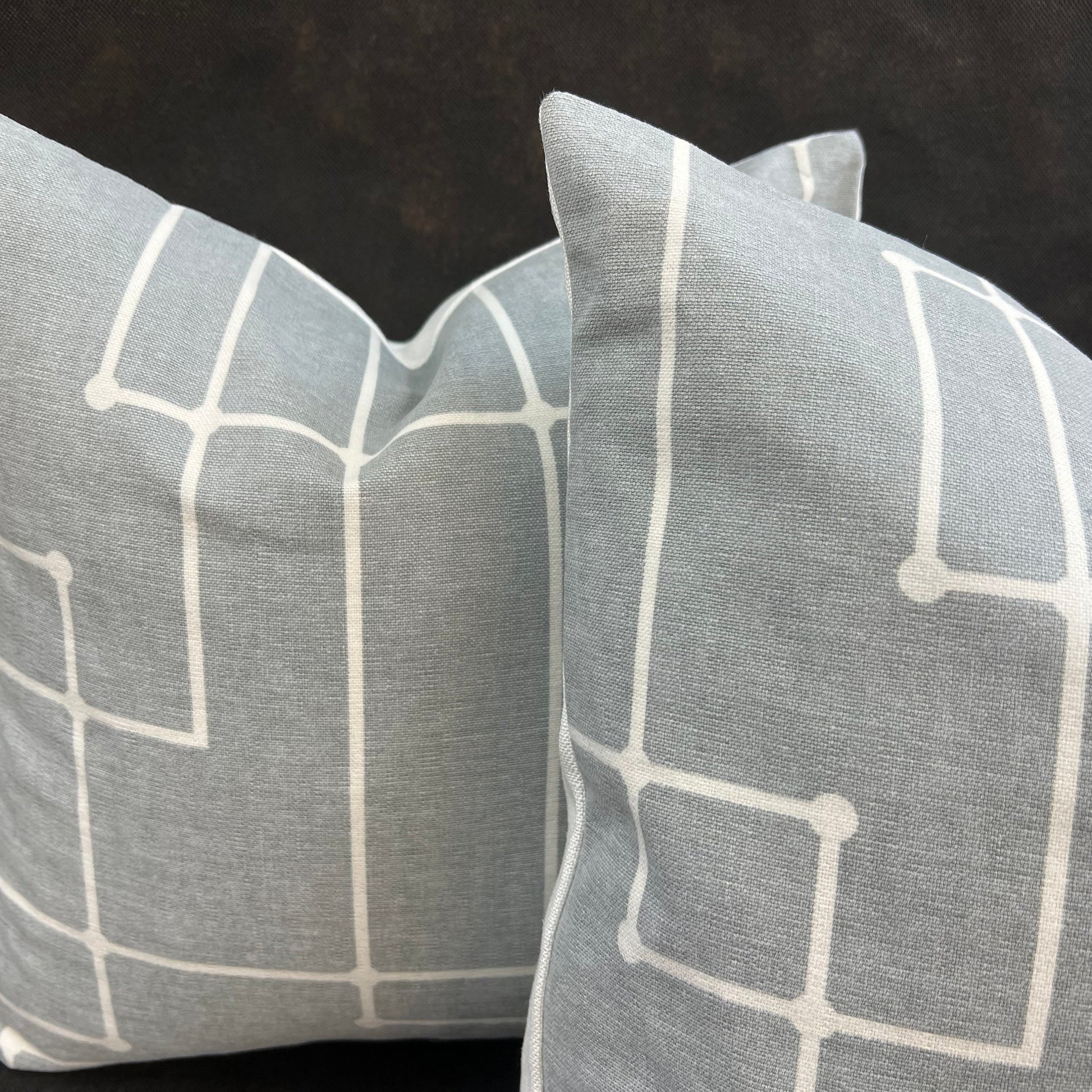Kirby Luxury Designer Grey Geometric Fabric Sofa Throw Pillow Cushion Cover