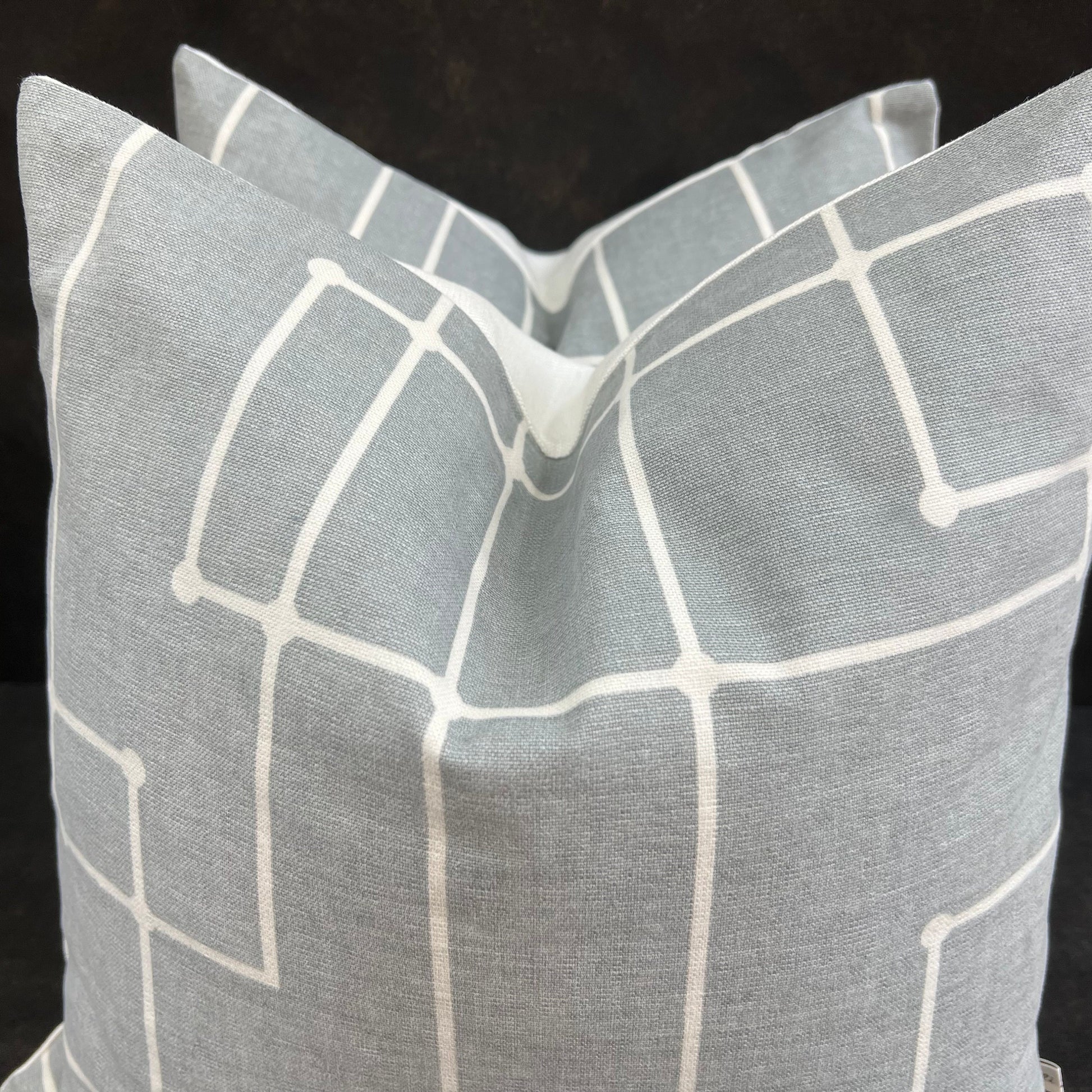 Kirby Luxury Designer Grey Geometric Fabric Sofa Throw Pillow Cushion Cover