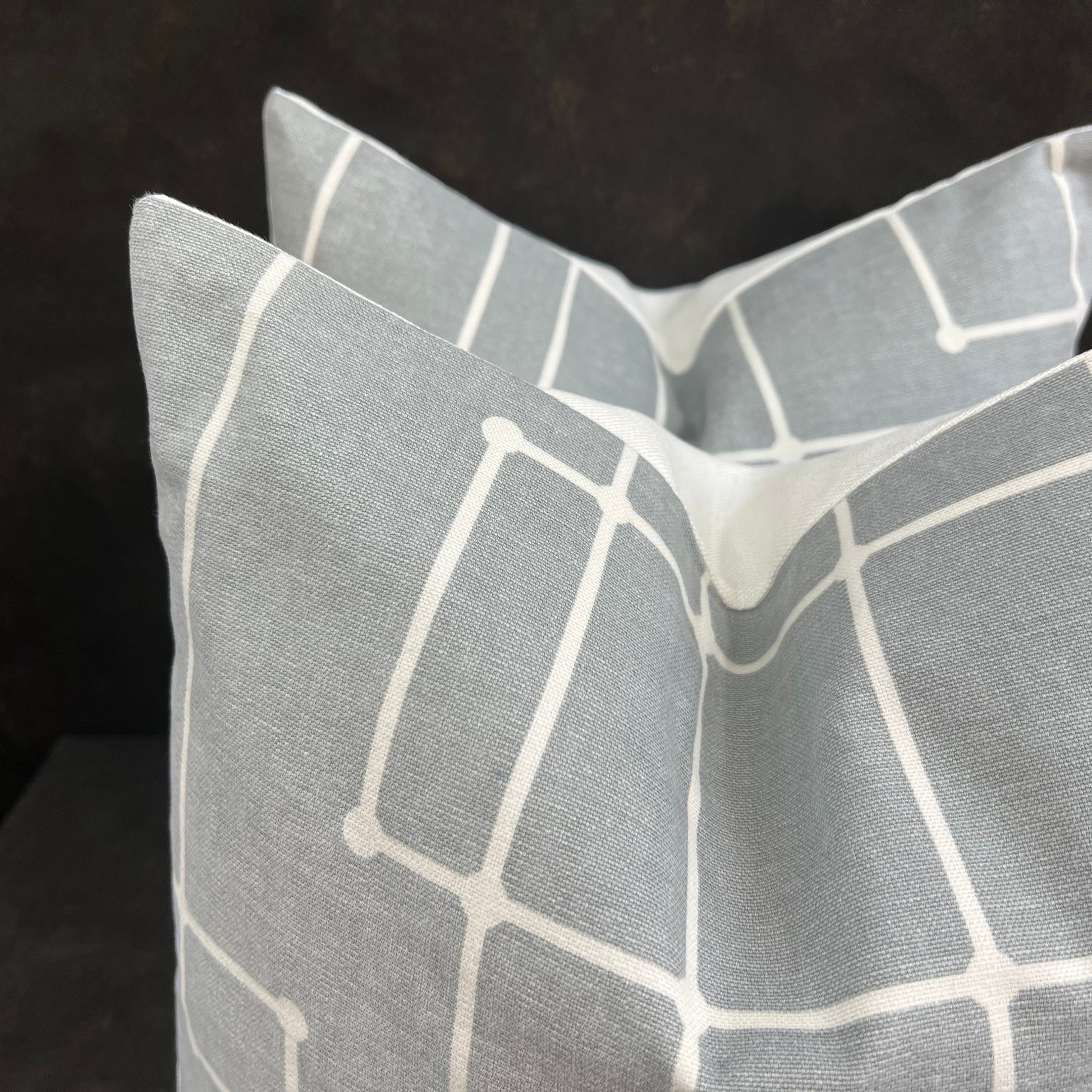 Kirby Luxury Designer Grey Geometric Fabric Sofa Throw Pillow Cushion Cover