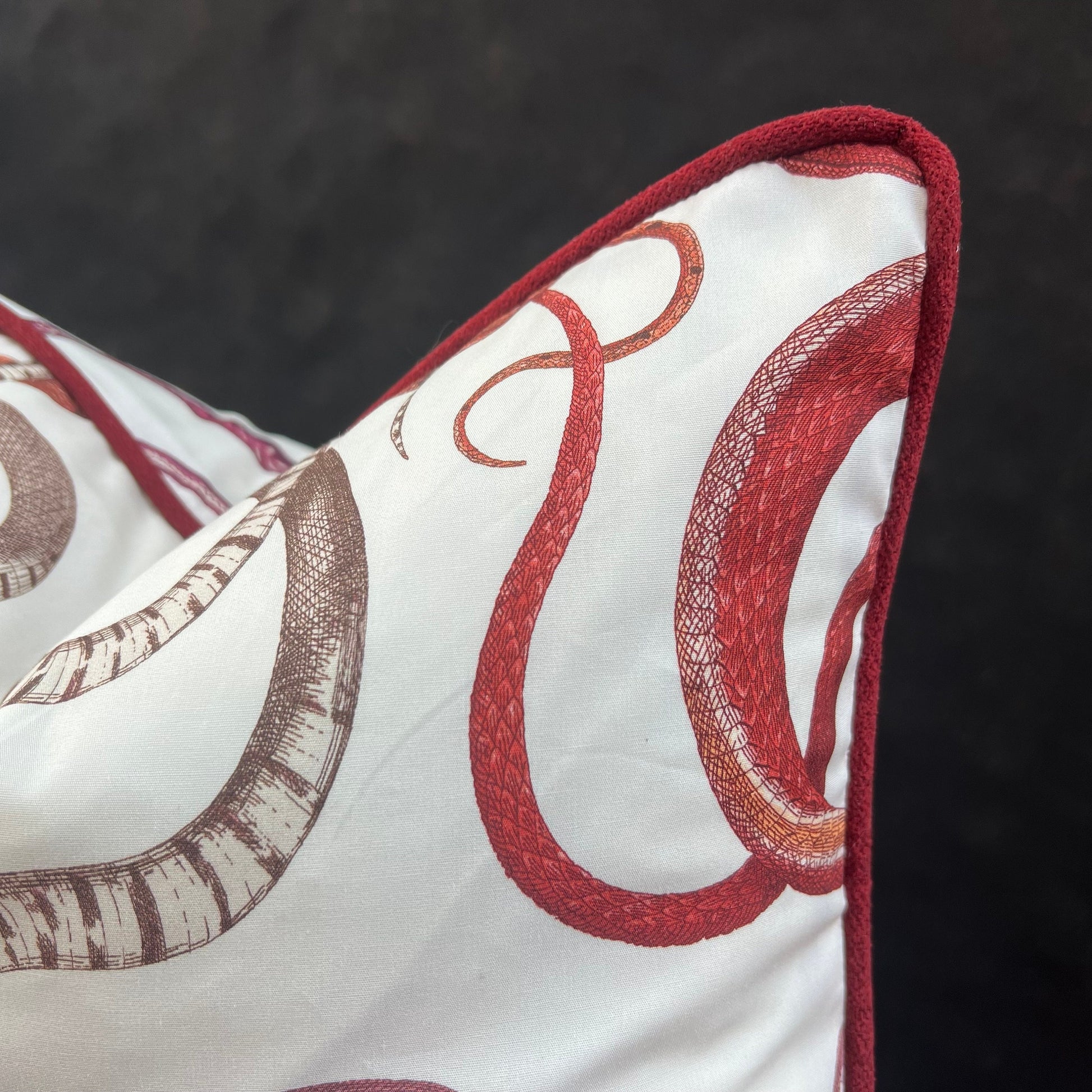 Schumacher Giove Snakes Luxury Designer Burgundy Double Sided Cushion Pillow Throw Cover