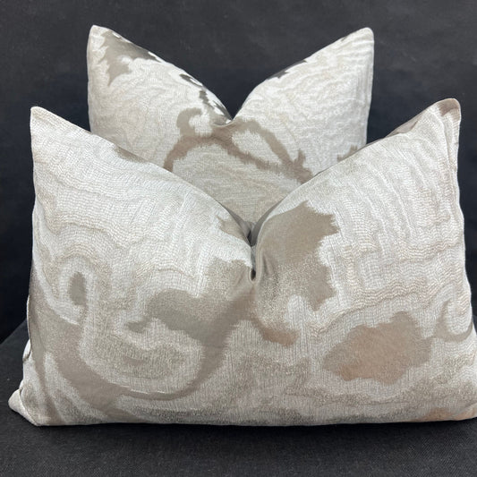 Sahco Mida Designer Beige Cream Abstract Contemporary Sofa Cushion Pillow Cover