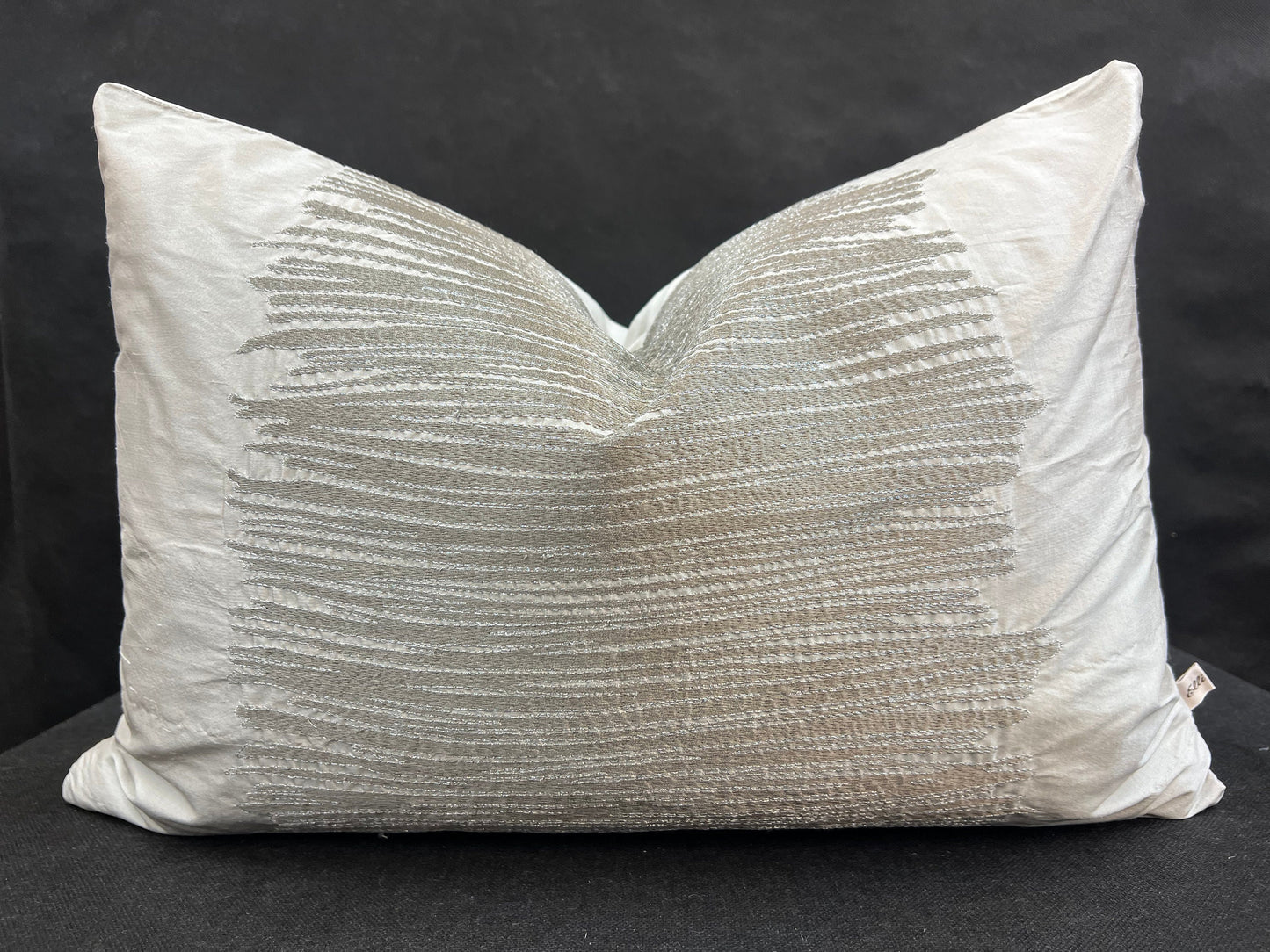 Ardecora Luce Embroidered Silver Contemporary Silk Fabric Designer Cushion Pillow Cover