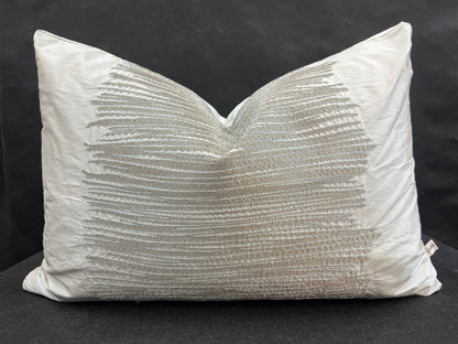 Ardecora Luce Embroidered Silver Contemporary Silk Fabric Designer Cushion Pillow Cover