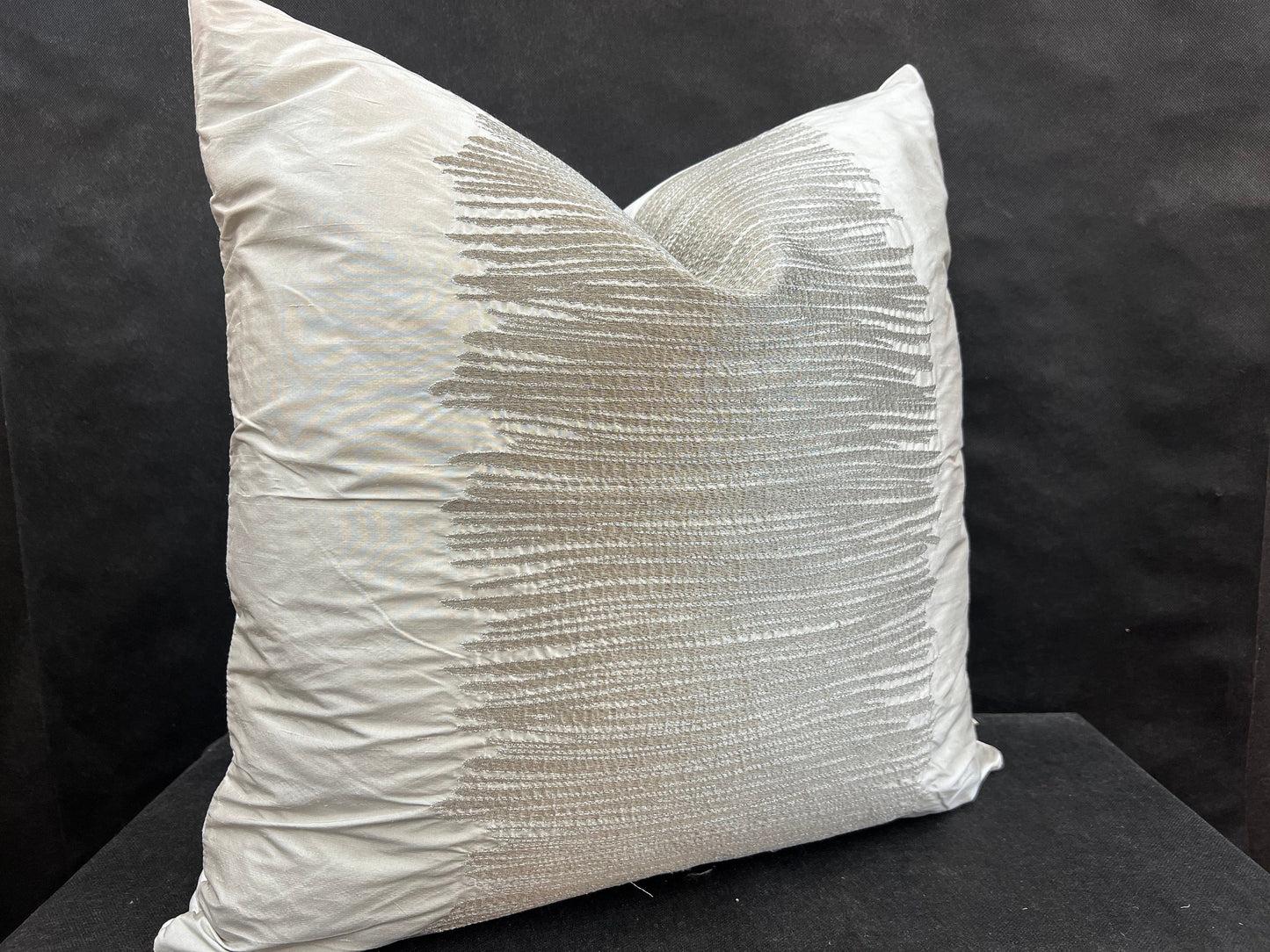 Ardecora Luce Embroidered Silver Contemporary Silk Fabric Designer Cushion Pillow Cover