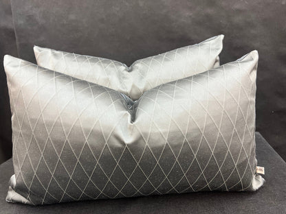 Sahco Diamant Luxury Designer Gun-Metal Grey Geometric Lumbar Cushion Pillow Cover