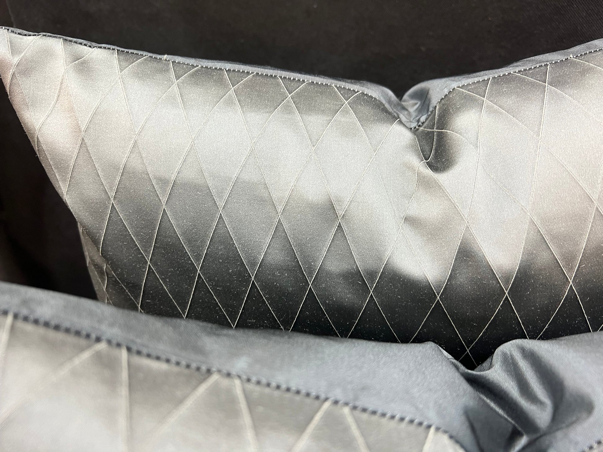 Sahco Diamant Luxury Designer Gun-Metal Grey Geometric Lumbar Cushion Pillow Cover