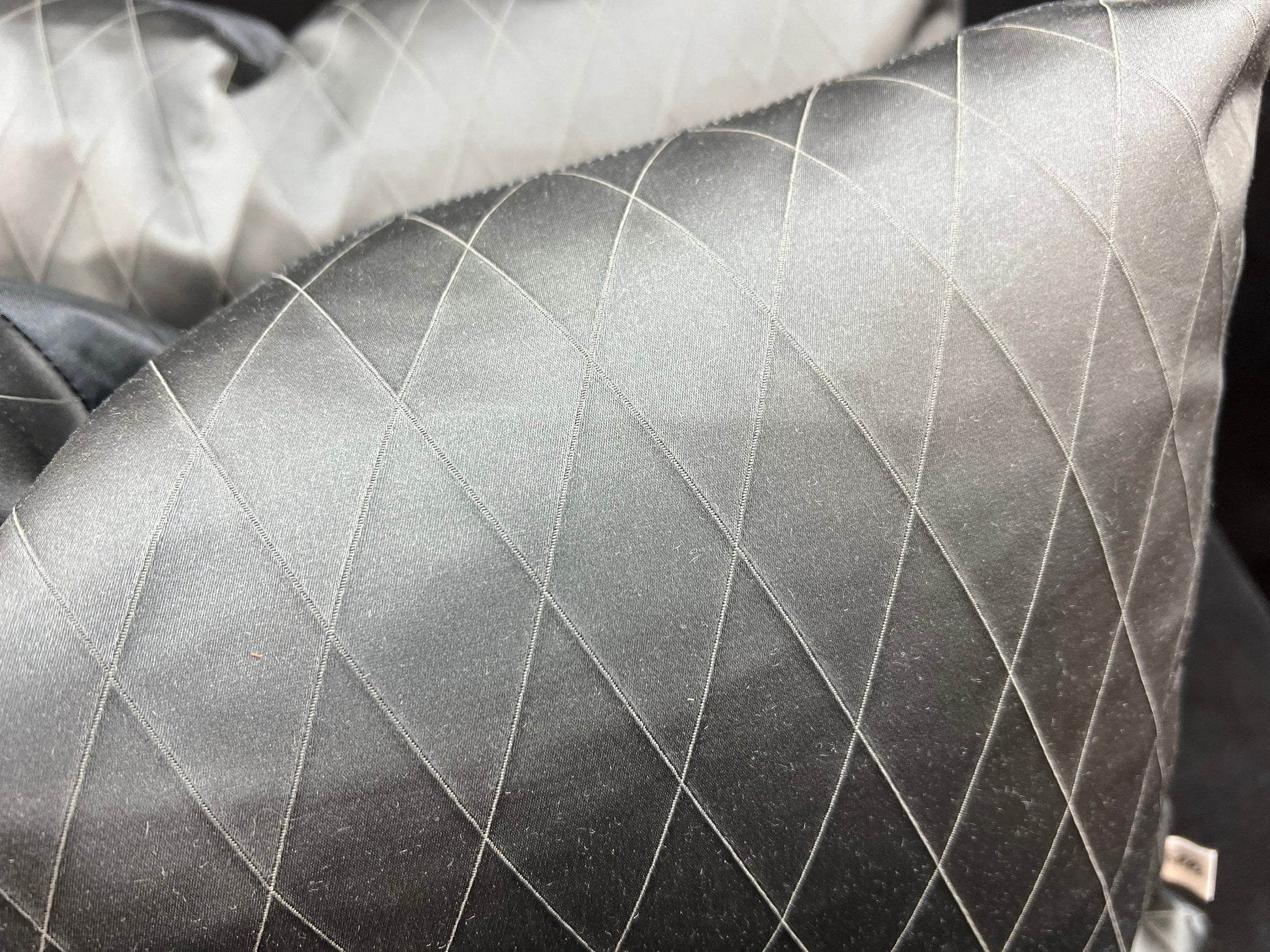 Sahco Diamant Luxury Designer Gun-Metal Grey Geometric Lumbar Cushion Pillow Cover